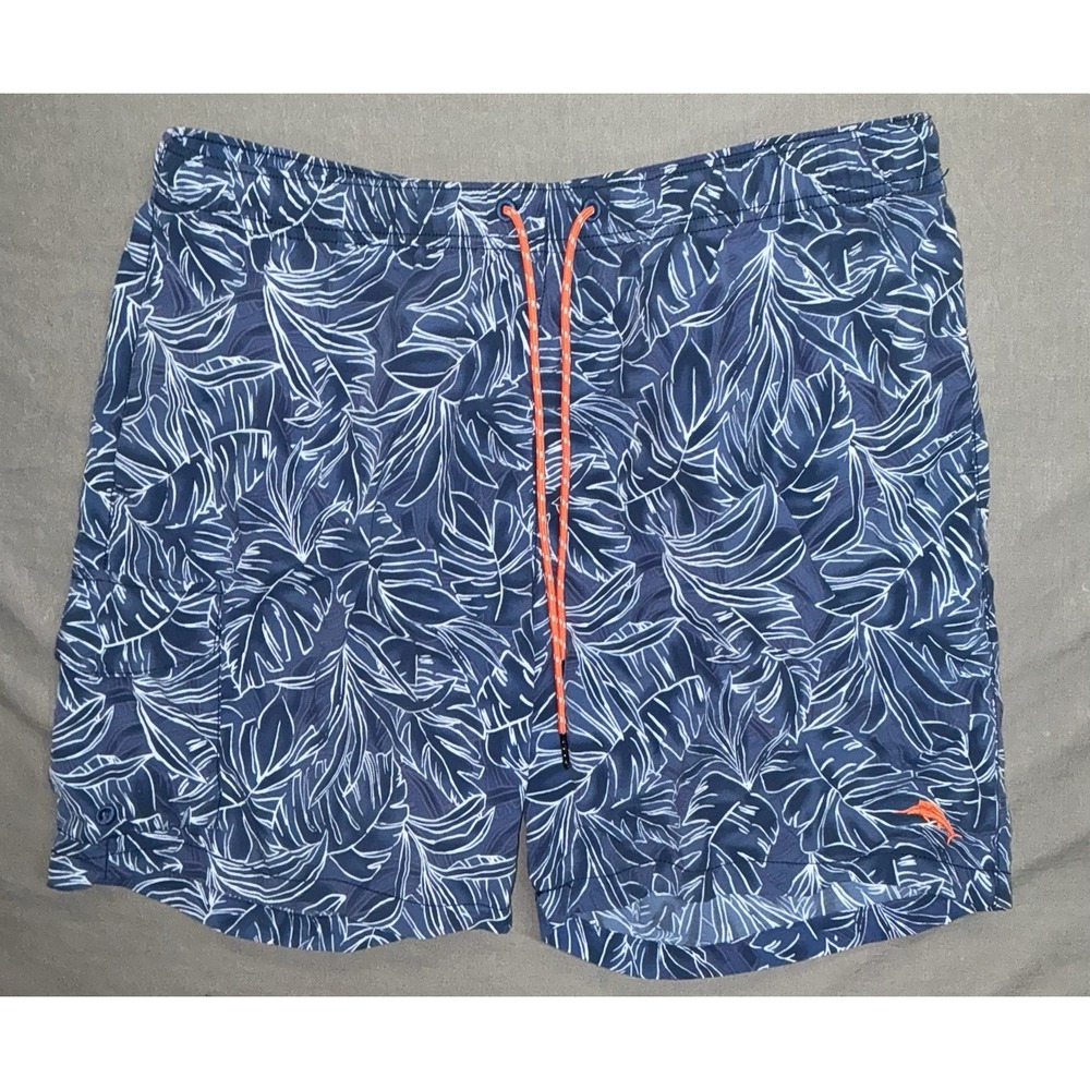 Tommy Bahama Board Shorts Men Large Blue Tropical Beach Outdoor Swim Trunk